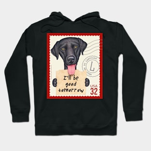 Funny black lab with sign I'll be good tomorrow Hoodie